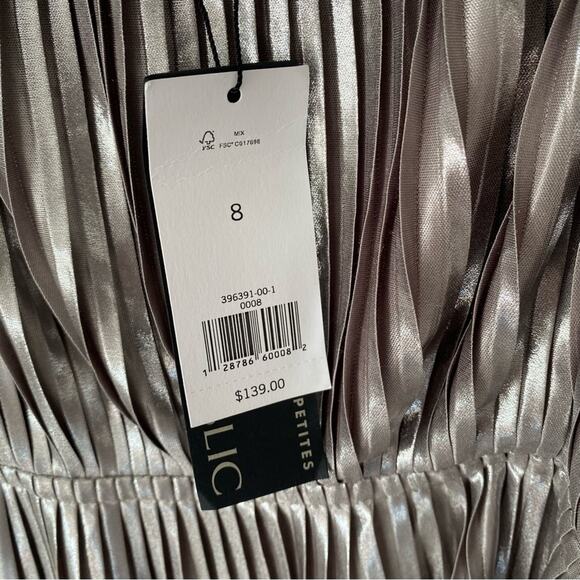 Banana Republic Silver Pleated Dress NWTs size 8 - Picture 8 of 10